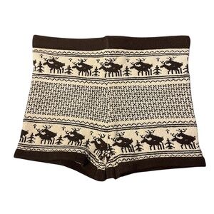 Knitty-Kitty Boy Shorts S Naughty Fornicating Deer Fairisle Knit Panties Knicker